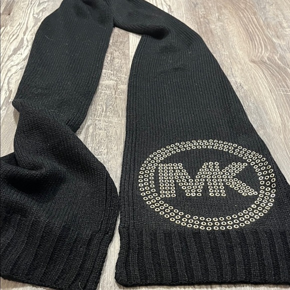 Michael Kors Black Knit Scarf with gold Accents - Picture 3 of 4